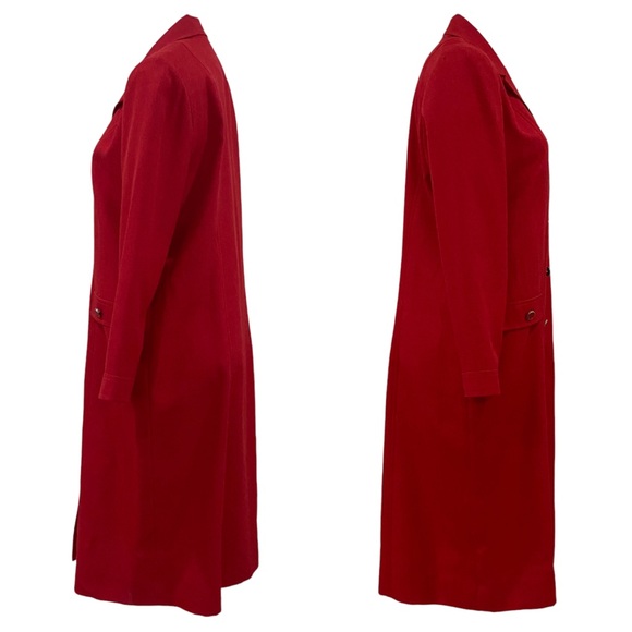 Vintage 70s Henry Lee - Red Elegant Red Long Coat sz M/L - Picture 3 of 10